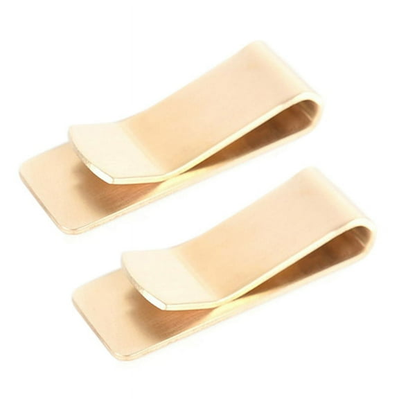 2X Fashion Brass Money Clip Simple Dollar Cash ID Card Clamp,2 x Money Clip,Gold