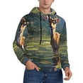 thumbnail image 2 of Kdxio Peaceful Deer Lily Pond Print Mens Casual Hooded Collar Drawstring Hoodies Pullover Sweatshirts Casual Long Sleeve Shirts-X-Large, 2 of 7