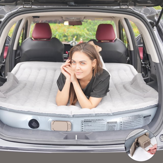Colchón inflable KMZ SUV portátil con bomba eléctrica integrada, color gris