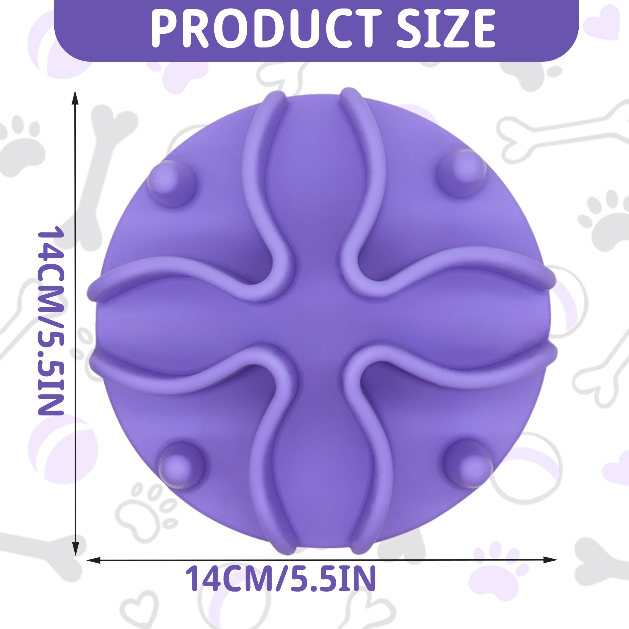 Silicone Slow Feeder Dog Bowl Insert, Large Size Purple with Strong Suction Cups, Universal for Stainless Steel, Glass & Ceramic Dog Bowls