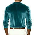 thumbnail image 5 of Dresfit Henley Shirts Men Velvet V Neck Carnival Shirt Summer 2026 Loose Fit Long Sleeve Tops Velour Button Down Mardi Gras Holiday Pullover Blue XL, 5 of 5