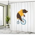 thumbnail image 5 of Ambesonne Cartoon Shower Curtain, Bear Bicycle Circus, 69"Wx75"L, Brown Yellow, 5 of 5