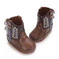 thumbnail image 3 of Baby Boys Girls PU Leather Cowboy Boots Newborn Soft Sole Non-Slip Bootie Crib Shoes 0-18M, 3 of 9