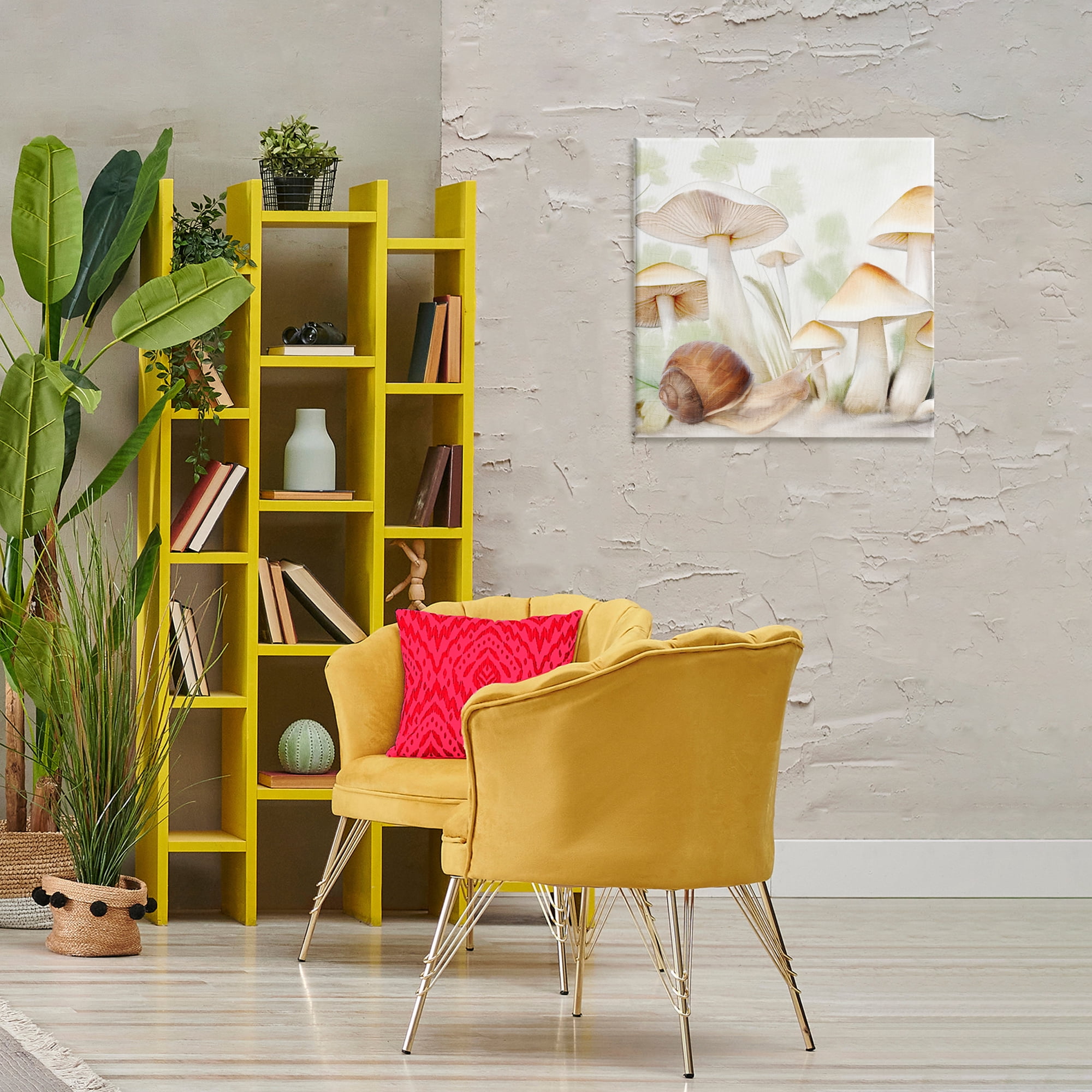 Stupell Industries Snail Among Mushrooms Plants & Flowers Painting Wrapped Canvas Art Print Wall Art, 24 x 24