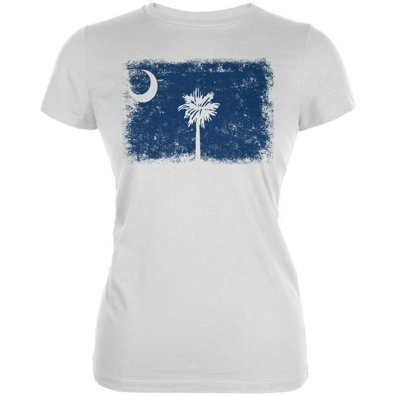Born and Raised South Carolina State Flag Juniors Soft T Shirt White X-LG