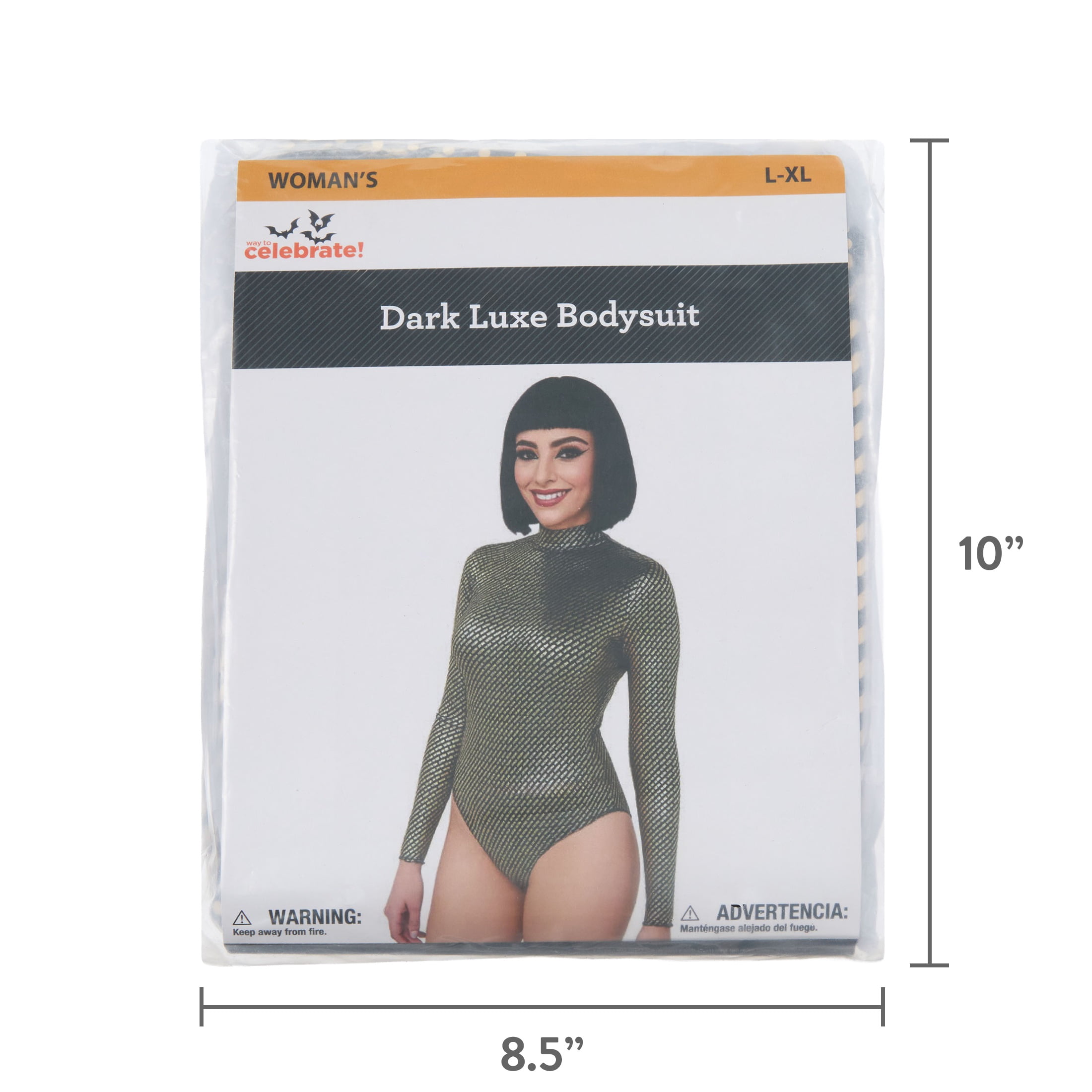 Dark Luxe Bodysuit Costume Accessory for Adults, Gold, L-XL, Halloween by Way To Celebrate