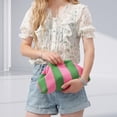 thumbnail image 5 of Summer Woven Clutch Purse for Women 2025 Crochet Stripped Beach Bag Hot Pink Spring Purse Evening Handbag, 5 of 6