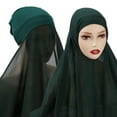 thumbnail image 6 of Long Chiffon Solid Color Hijab Veil Headscarf Skullies Women Beanies Muslim Scarf NAVY BLUE, 6 of 8