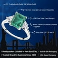 thumbnail image 2 of Gem Stone King 10K White Gold Green Malachite and White Created Sapphire 3 Stone Engagement Ring for Women (4.14 Cttw, Emerald Cut 9X7MM, Gemstone Birthstone, Size 8), 2 of 5
