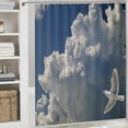 thumbnail image 5 of BCIIG  Seagulls Shower Curtain, Fluffy Cloudy Sky and Flying Bird Sunny Forecast Cloudscape Freedoom Inspired Scenic Image, Cloth Fabric Bathroom Decor Set with Hooks,, 5 of 6