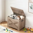 thumbnail image 2 of Storage Chest, Storage Bench with Safety Hinge, Barn Style Storage Trunk, Wooden Entryway Bench, Shoe Bench, Large Storage Chest for Entryway, Bedroom, Living Room, 2 of 8