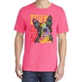 thumbnail image 2 of Wild Bobby,Boston Terrier Cute Retro Dean Russo Dog Lover Garment-Dyed Washed Look Short Sleeve Tees, Neon Pink, Large, 2 of 3