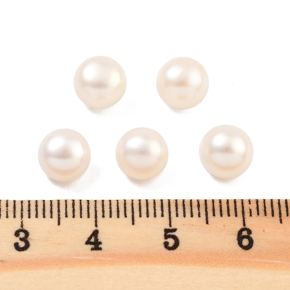 Grade 6A Natural Cultured Freshwater Pearl Beads Half Drilled Half Round Beads White 7.5~8x5.5mm Hole: 1mm
