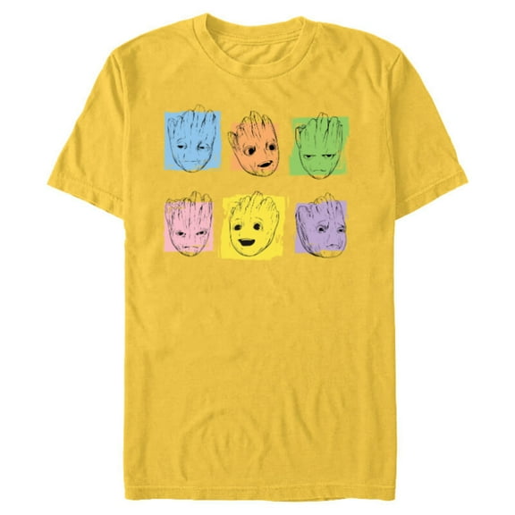 Marvel I Am Groot Guardians of the Galaxy Groot Color Moods - Short Sleeve Blended T-Shirt for Adults - Customized-Yellow