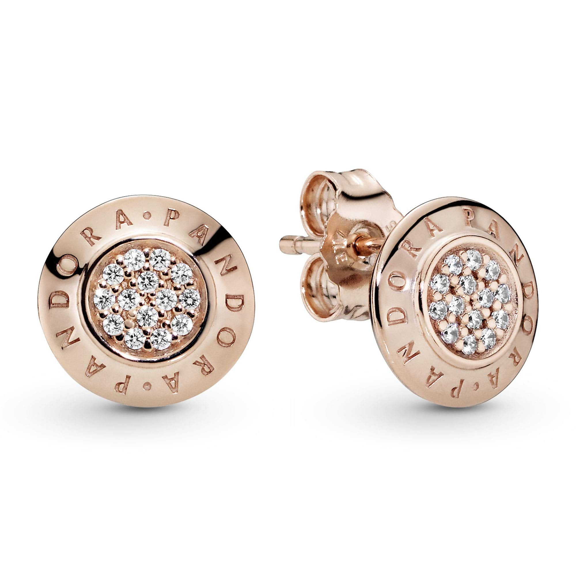 Authentic Signature Stud Earrings, Rose & Clear -
