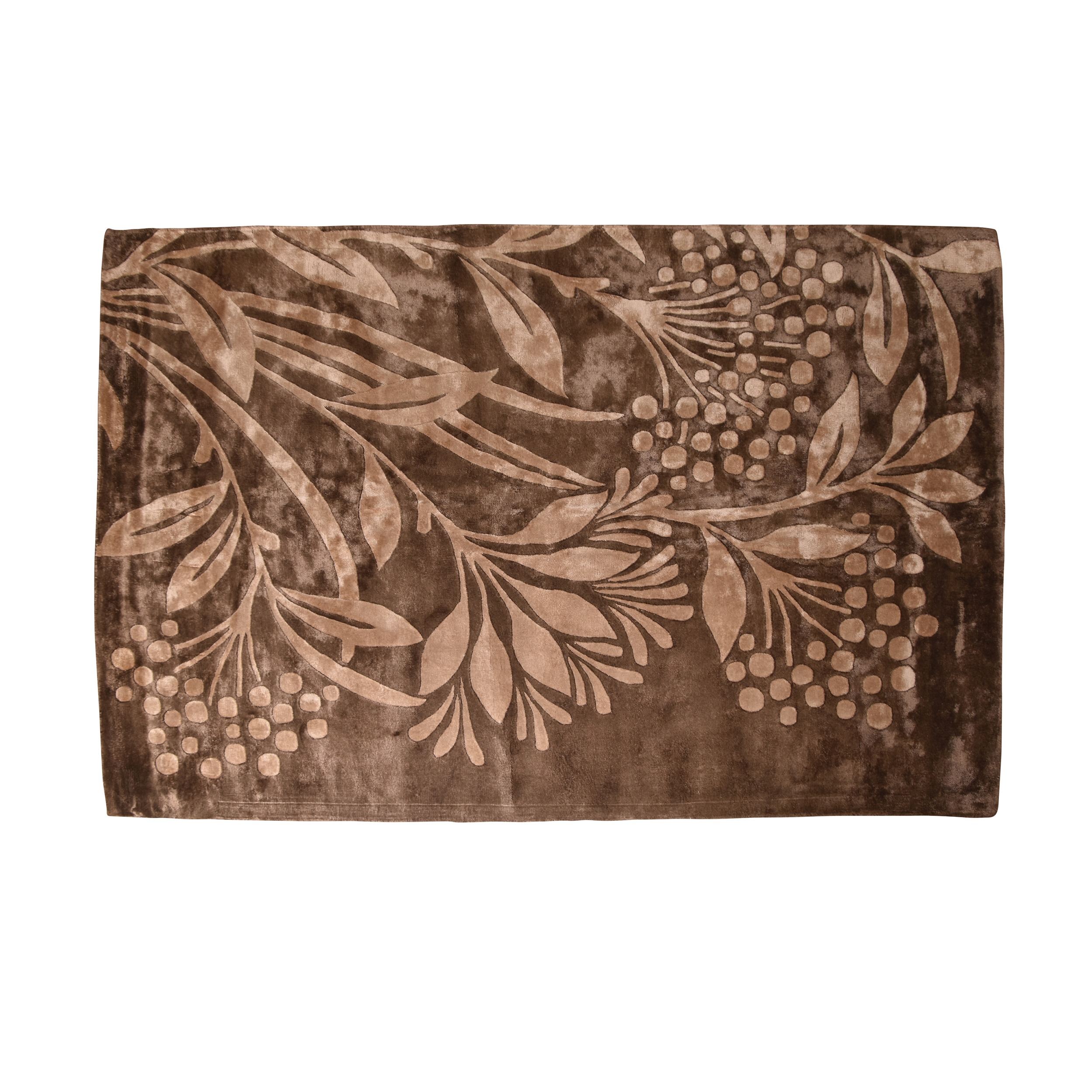 Brown & Beige Floral Hand Tufted Viscose 5x8 ft Area Rug by