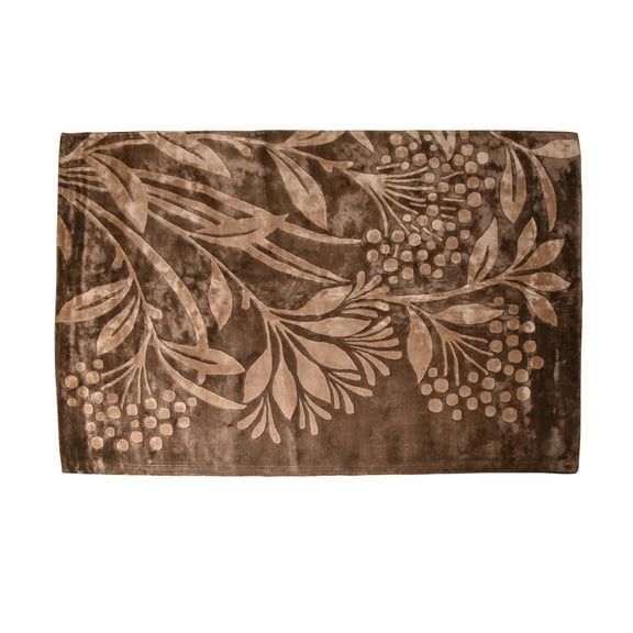 Brown & Beige Floral Hand Tufted Viscose 5x8 ft Area Rug by MystiqueDecors Contemporary Carpets Bedroom Living & Dining Room Rugs