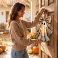 thumbnail image 5 of Halloween Patchwork Ghost Front Door Hanger Wreath, Vintage Halloween Deco with LED, Rustic Farmhouse Halloween Ghost Hanging Decor, Front Door & Porch Wall Decoration for Indoor Outdoor Display, 5 of 5