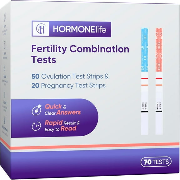 HORMONElife Fertility Test Kit, 50 Ovulation LH Strips and 20 Pregnancy HCG Tests, Accurate Home Tracking, 70 Count