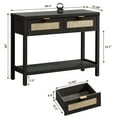 thumbnail image 6 of SICOTAS 39.4 Inch Wide Rattan Console Table with 2 Drawers & Shelf, Boho Entryway table with Large Storage Capacity for Entrance Way, Hallway, Living Room - Black Oak, 6 of 7