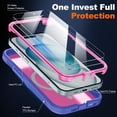 thumbnail image 5 of Magnetic for iPhone 15 Case with 2 Glass Screen Protectors, Compatible with Magsafe, Military-Grade Protection, Hard Protective Cover Shockproof Phone Case for iPhone 15, 6.1 inch, Blue Pink, 5 of 14