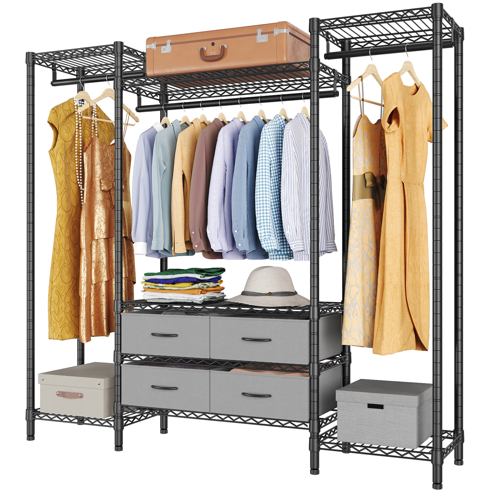 Amazonbasics Expandable Metal Hanging Storage Organizer Rack Wardrobe