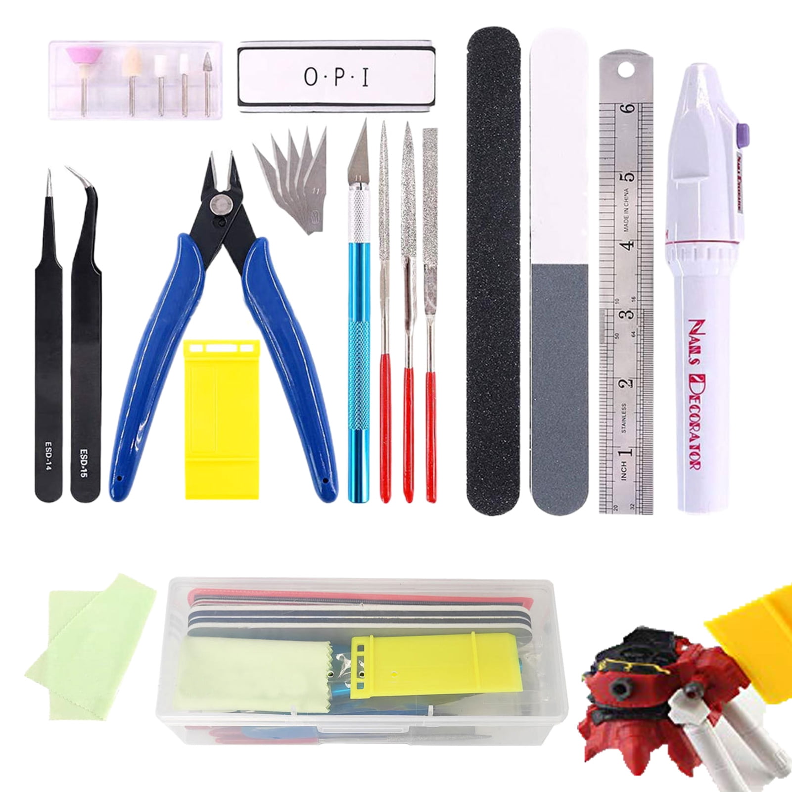 Model Tool Kit, 24 Pieces Miniature Tools Model Kit, Modeling Tools, Model Kits With Box For Buildings, Airplanes, Cars, Robots, Cartoons