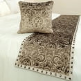thumbnail image 4 of The HomeCentric King / Queen / Twin Beige Decorative Twin 53"x18" Bed Runner With 2 Pillow Cover, Velvet Damask & Crystal Border Bed Scarf on Velvet fabric - Henriretta, 4 of 5