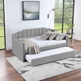 thumbnail image 5 of Velvet Upholstered Tufted Design - Twin Size Daybed with Trundle for Comfortable Rest, 5 of 5