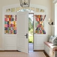 thumbnail image 2 of Spring Floral Door Curtains for Door Window, French Sidelight Front Back Door Curtains With Tieback, Vintage Plaid Summer Botanical Colorful Kitchen Rod Pocket Drapes Panel, 54"x40", 2 of 5