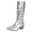 Silver, variant on Rokment Metallic Slouchy Knee High Boots for Women Fashion Casual Leather Pointed Toe Chunky Stackable Heel Mid Calf Dress Tall Boots Fall Winter Black Size 6.5