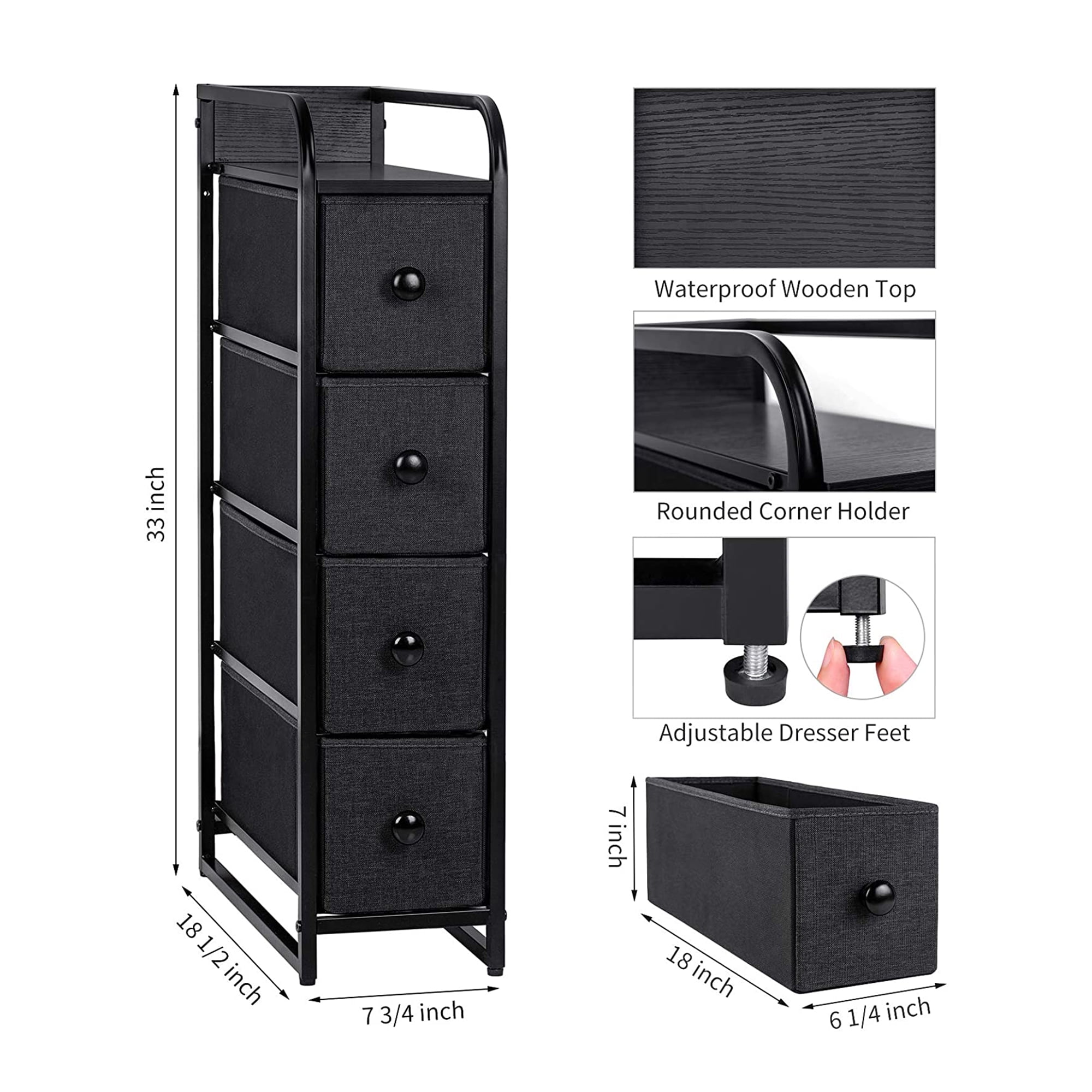 Home Basics 4-Drawer Storage Organizer Black