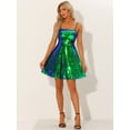 thumbnail image 3 of Disfraz de Halloween Vestido de lentejuelas brillantes con tirantes finos ajustables para mujer Verde XS, 3 of 5