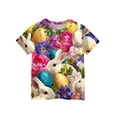 thumbnail image 5 of DORKASM Kid's Easter Bunny Egg Print Short Sleeve Tee: Girls Casual Holiday & Daily T-Shirt Brown 140, 5 of 5