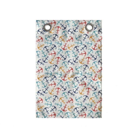 Anchor Hanging Pocket Organizer, Anchor Shape in Lines Tropics Getaway Ship Cruise Transport Repeating Tile, Printed Polyester Storage Bag with Pockets, 14" x 20", Beige Multicolor