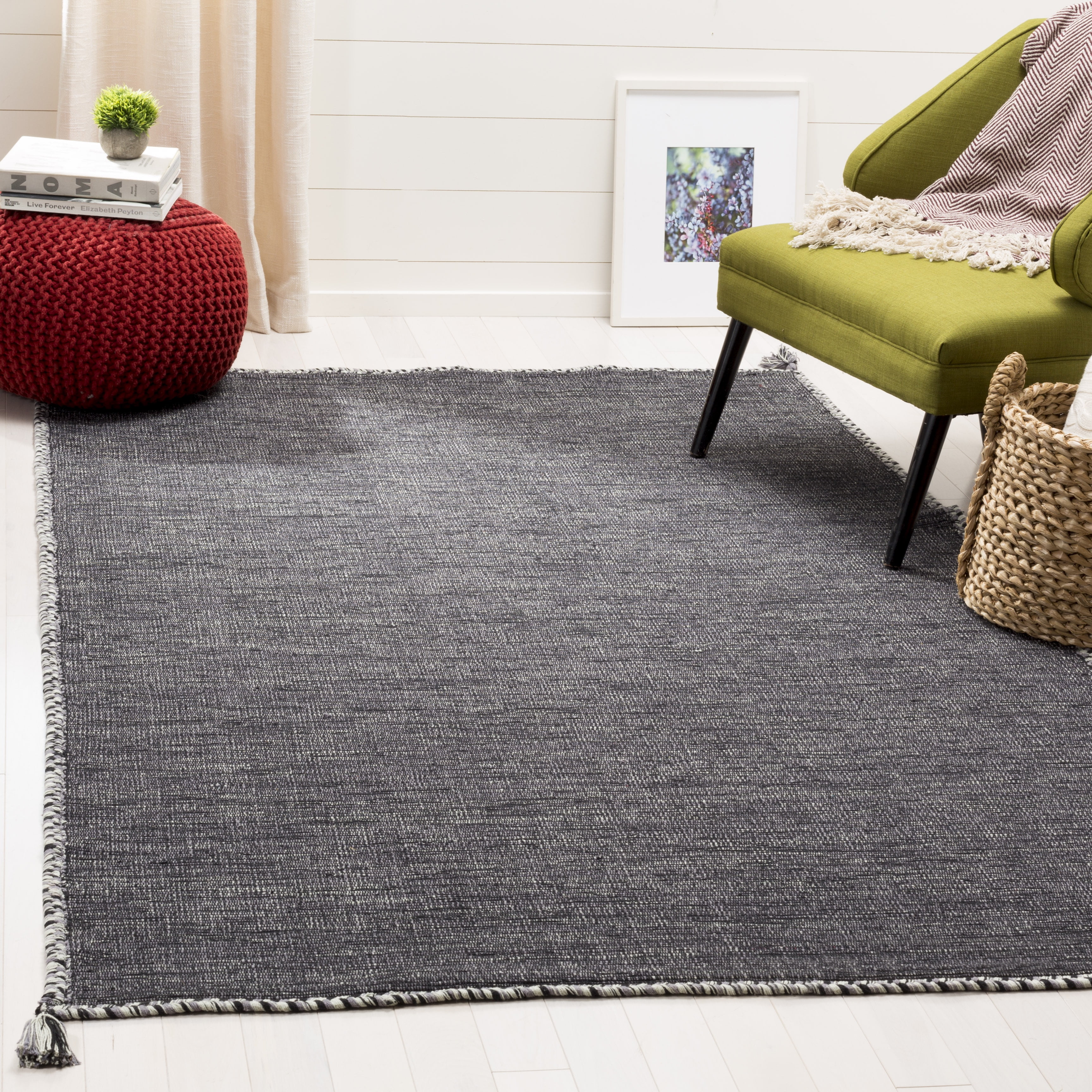SAFAVIEH Montauk Bijar Jace Solid Soft Braided Cotton Area Rug, Grey