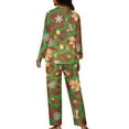 thumbnail image 2 of Renewold 2 Pieces Ladies Comfort Button Pj Set Women Casual Pajamas Daily Wear Skin Friendly Christmas Bell Gingerbread Man Pullover Tops Sleepwear Size XL, 2 of 6