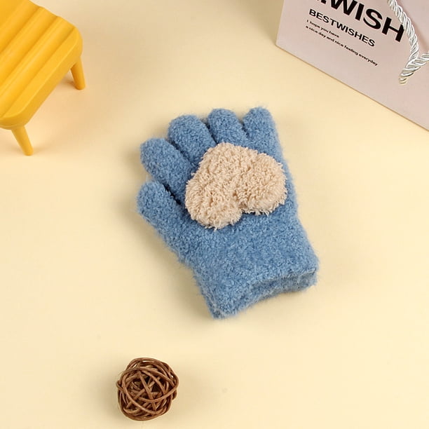 Guantes para niños, cálidos, de invierno, con forro polar, gruesos, de cinco dedos, multidedos, para niñas, de dedos completos, resistentes al frío