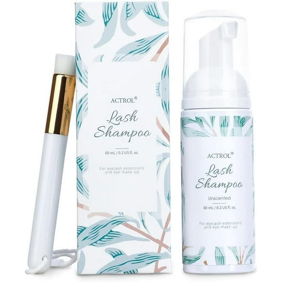 shiyou-Eyelash Extension Cleanser 60ML Natural Lash Extension Shampoo Unscented Professional Eyelid Foaming Cleanser Paraben & Sulfate Free Non-lrritating with Salon and Home Care