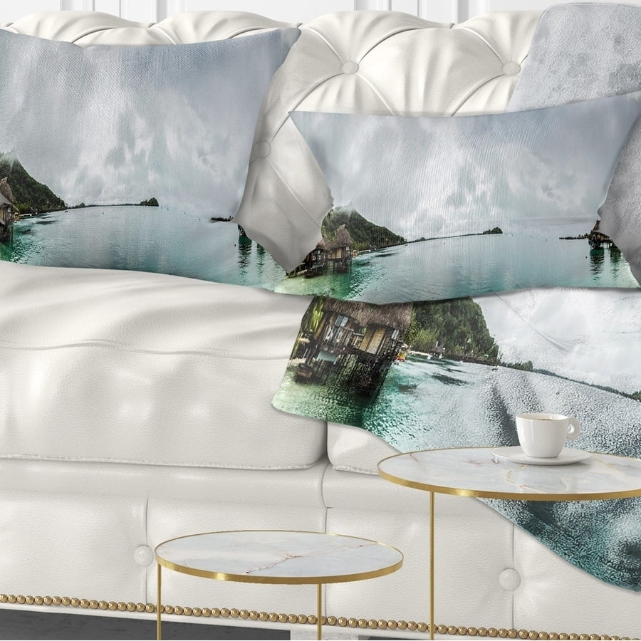 Insert Printed On Both Side in x 26 in Designart CU11676-26-26 Amazing Bora Panoramic View Seascape Cushion Cover for Living Room Sofa Throw Pillow 26 in 