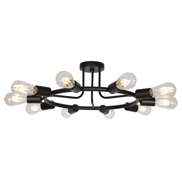 Bonlicht Lámparas De Araña Sputnik Grandes De Metal Vintage, 10 Luces, Montaje Empotrado, Techo, Negro, Iluminación Industrial Para Interiores, Iluminación Moderna De Estilo Starburst De Mediados De S