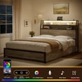 thumbnail image 5 of GUNAITO Full Bed Frame with 2 Drawers Headboard Platform Bed Frame with LED Lights Charging Station Gray, 5 of 9
