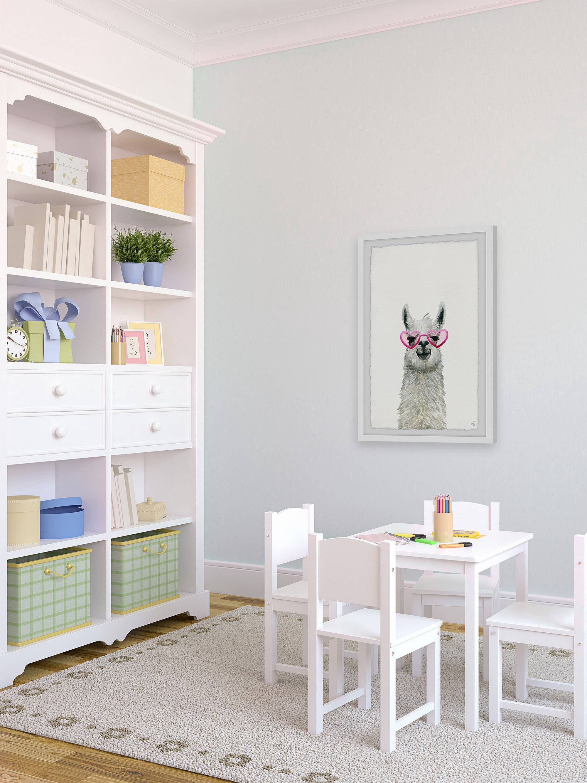 Marmont Hill Pink Trendy Llama Framed Wall Art
