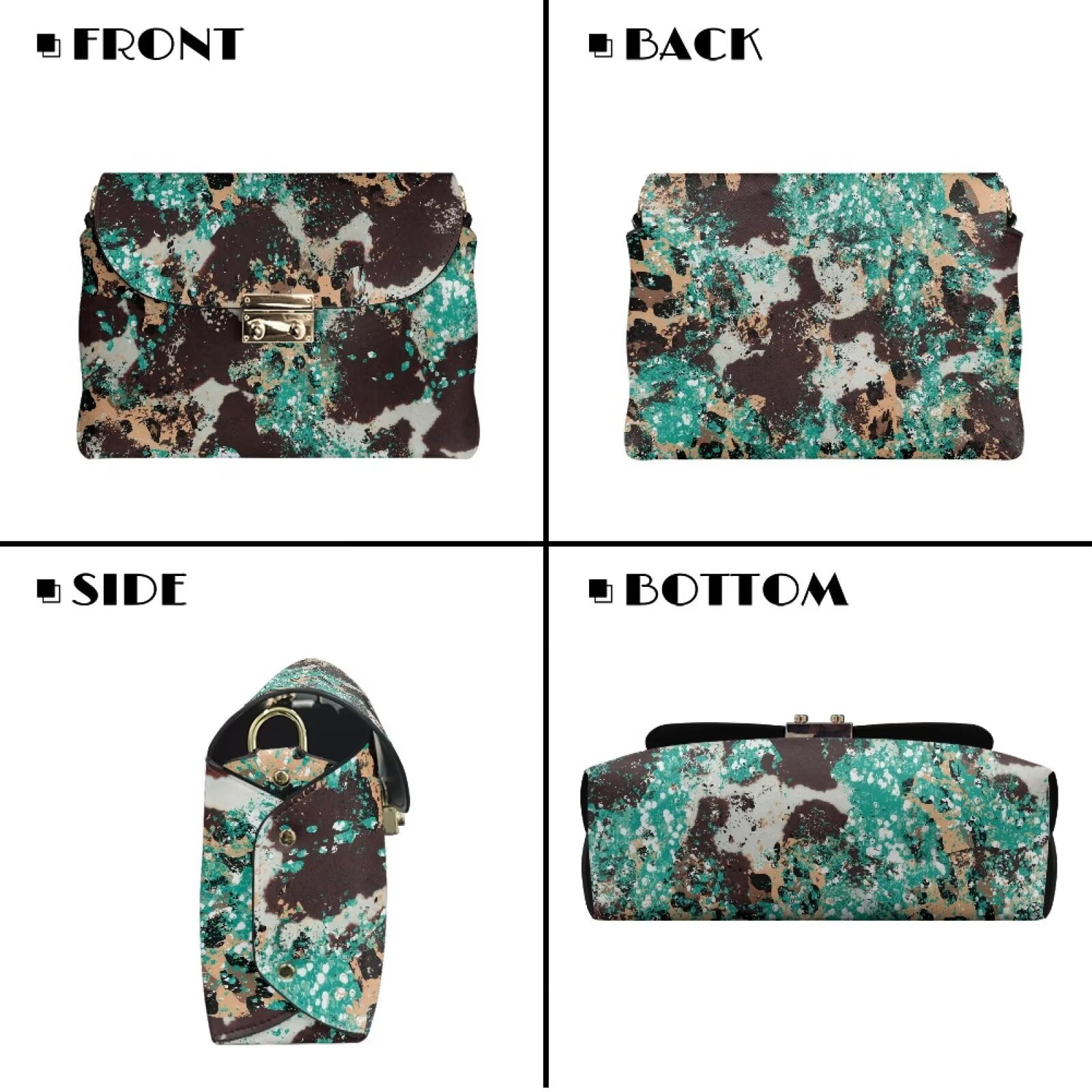 KUIFORTI Abstract Ink Splash Leather Crossbody Bags for Women Fashion Woman Shoulder Bag Handbags Durable Soft Shoulder Bag Wallets with Chain Strap for Camping Parties