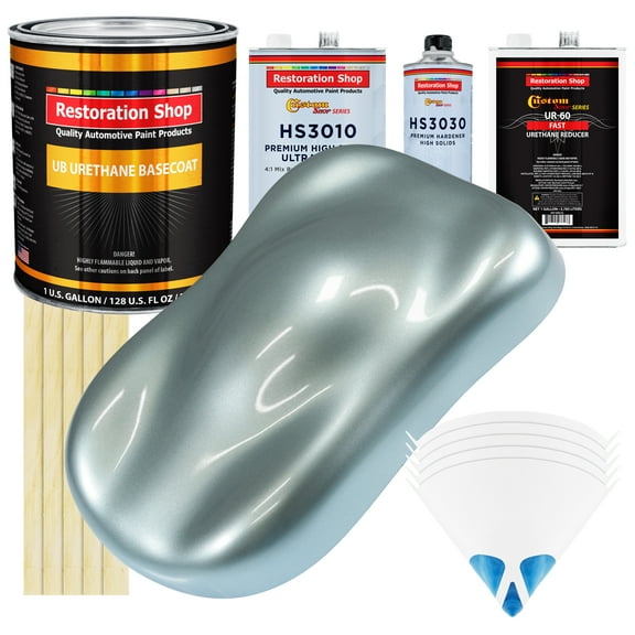Silver Blue Metallic Gallon URETHANE BASECOAT CLEARCOAT Car Paint FAST Kit