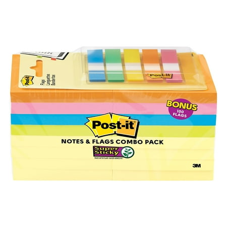Post-it Notes and Flags Combo 3  x 3  Assorted Colors 90 Sheets/Pad 2467261