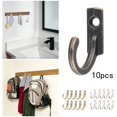 thumbnail image 6 of 10-Pack Vintage Hat Coat Hooks, Durable Metal Wall Mounted Single Hook Hangers For Hats, Keys, Jewelry & Towels, Rustic Furniture Bathroom Hooks With Screws for Bedroom Entryway(Silver,0.8x0.2"), 6 of 7