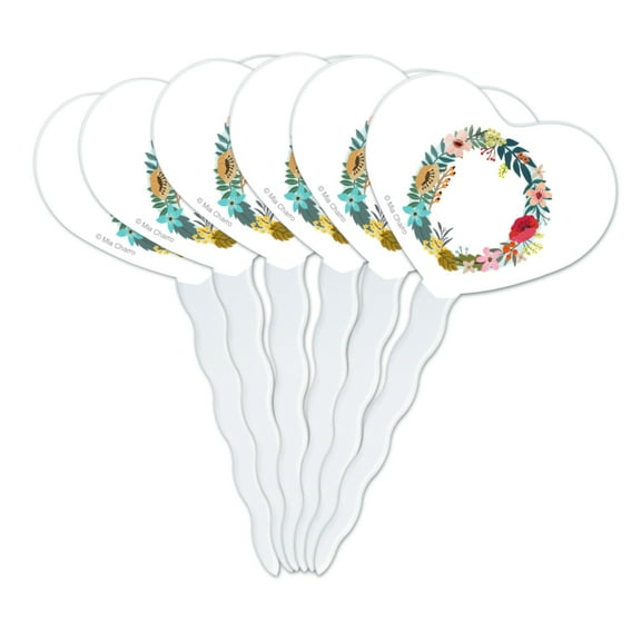 Letter O Floral Monogram Initial Heart Love Cupcake Picks Toppers Decoration Set of 6