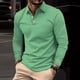 thumbnail image 4 of Camiseta de manga larga con solapa, color liso, para uso diario informal, para hombre - Poliéster, duradera, ajuste versátil, 4 of 8