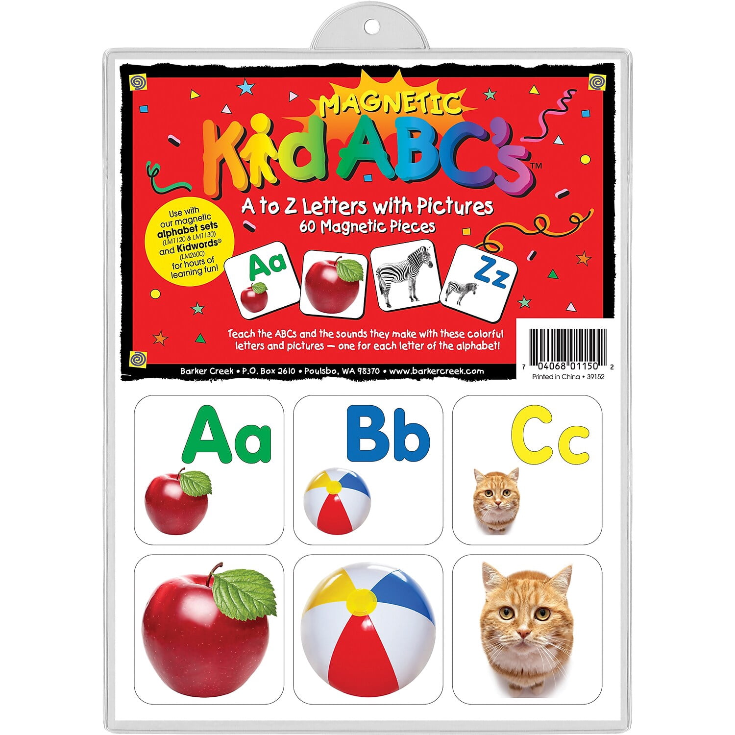 Barker Creek Learning Magnets ̶ Letters with Pictures ̶ 60 Pieces